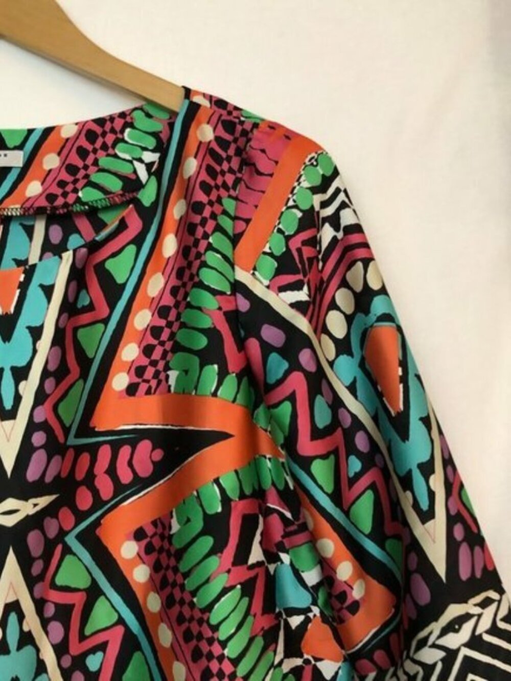 NEW NWT ALEXIA ADMOR 3/4 Sleeve Chemise Dress Pink Blue Orange Aztec Boho Slip M - Picture 4 of 10